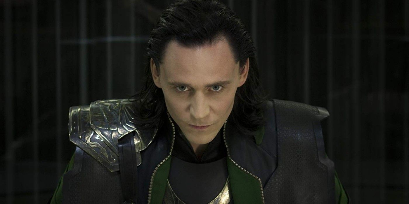 Loki in The Avengers staring into the camera in The Avengers.