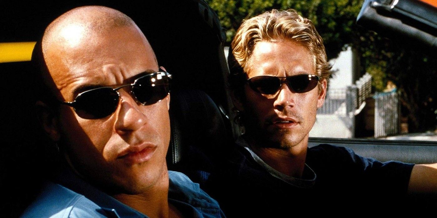 Brian and Dom in a car in The Fast and the Furious