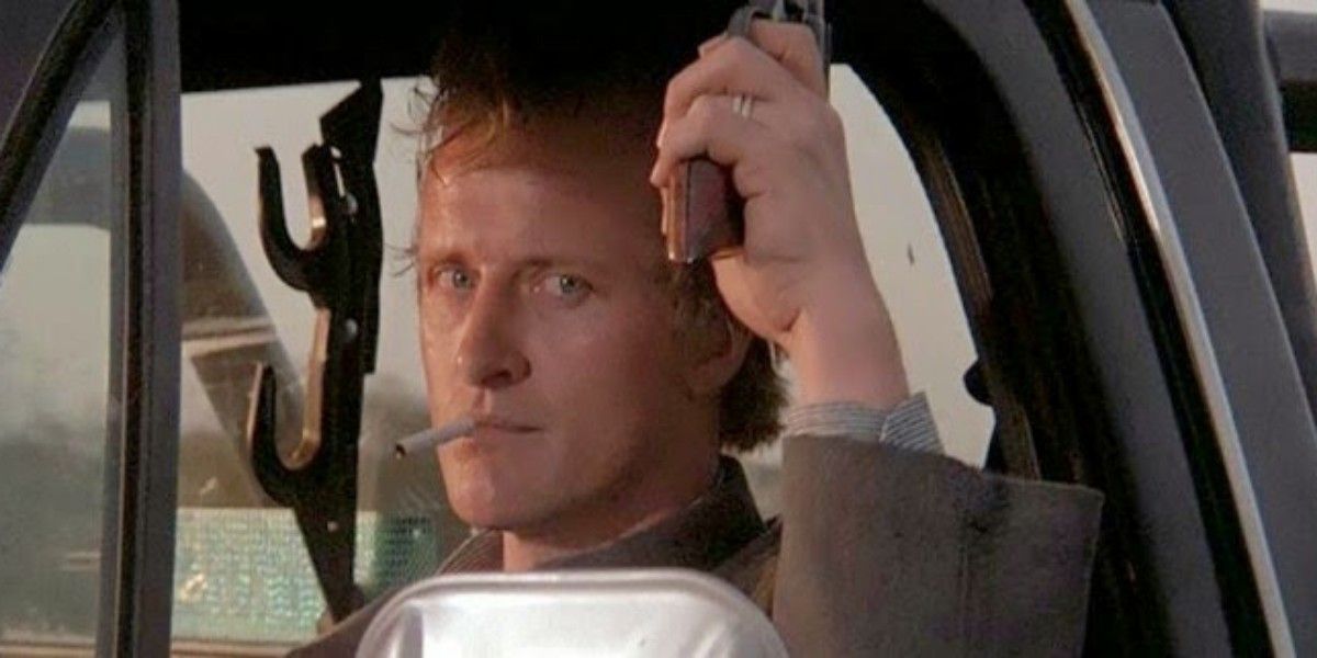 Rutger Hauer looks on in The Hitcher 