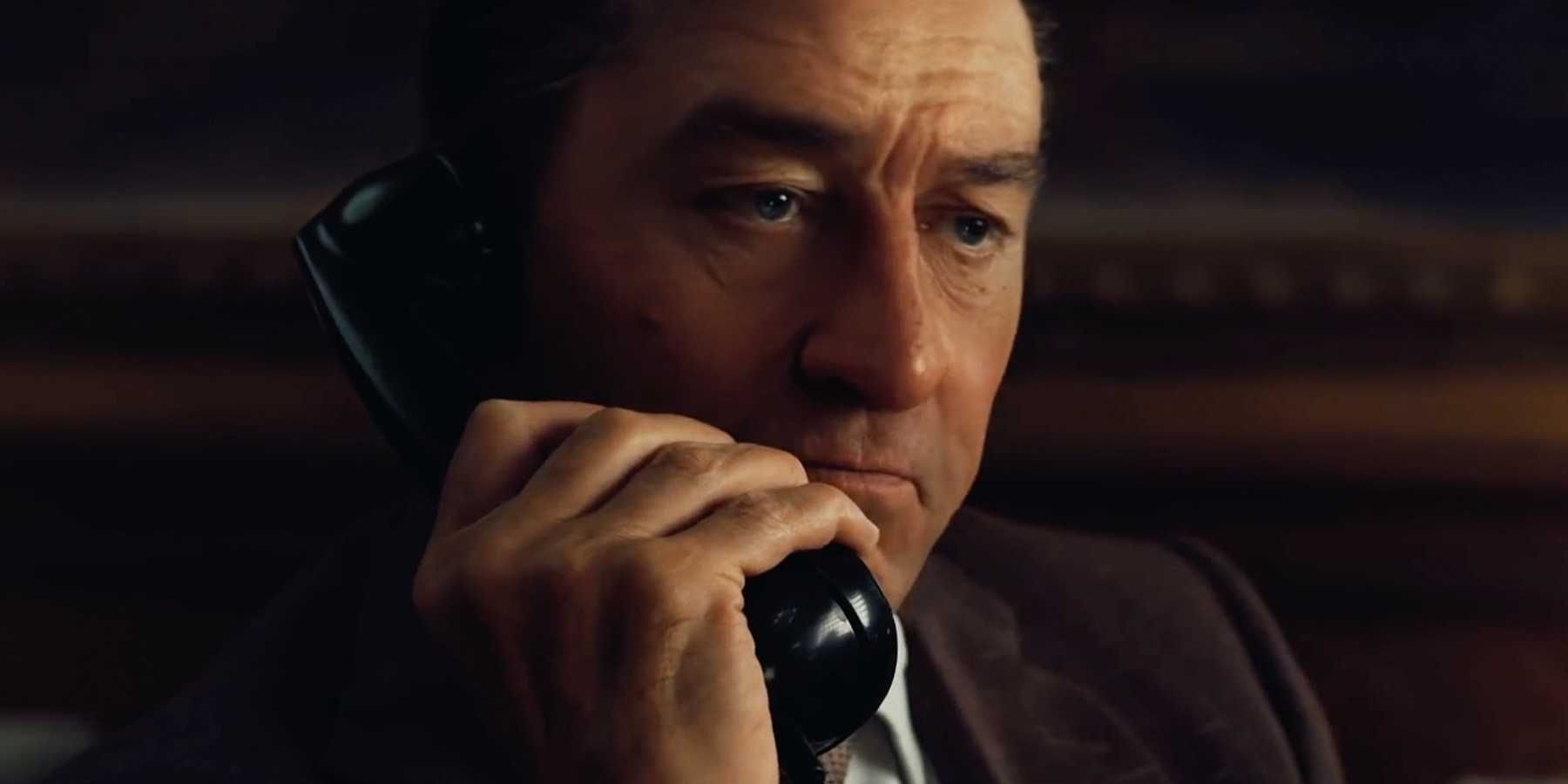 De-aged Robert De Niro on the phone in The Irishman