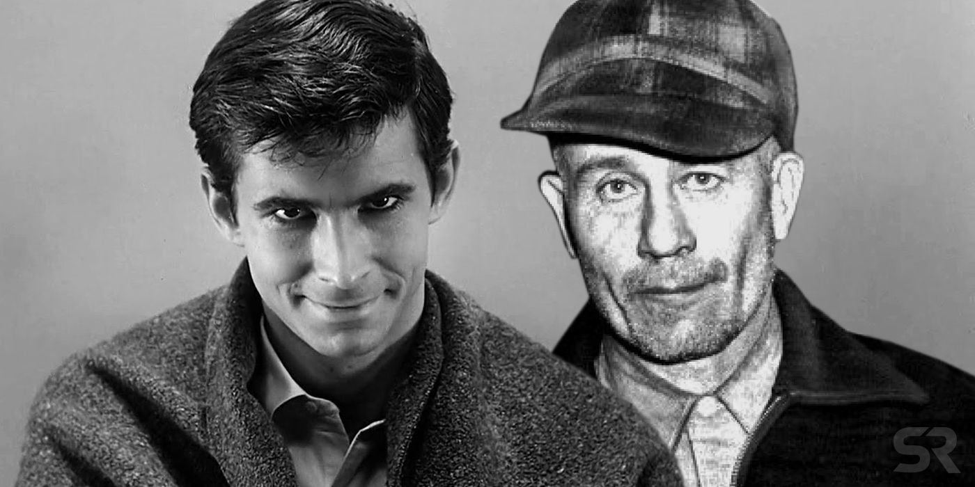 Anthony Perkins as Norman Bates in Psycho and Ed Gein
