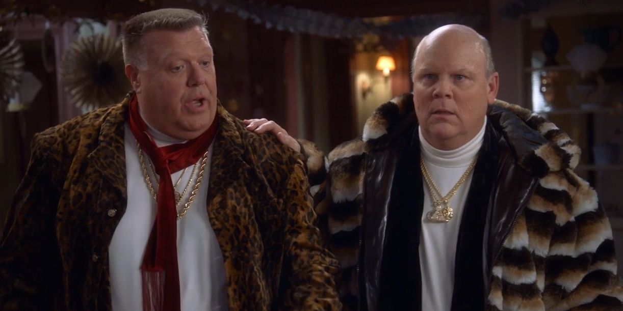 Hitchcock and Scully in fancy fur coats and golden chains 