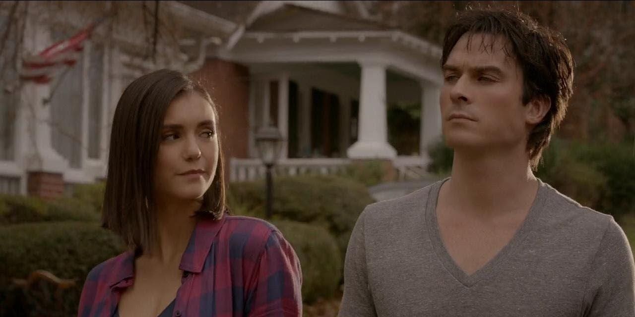 Damon e Elena na vida após a morte em The Vampire Diaries.