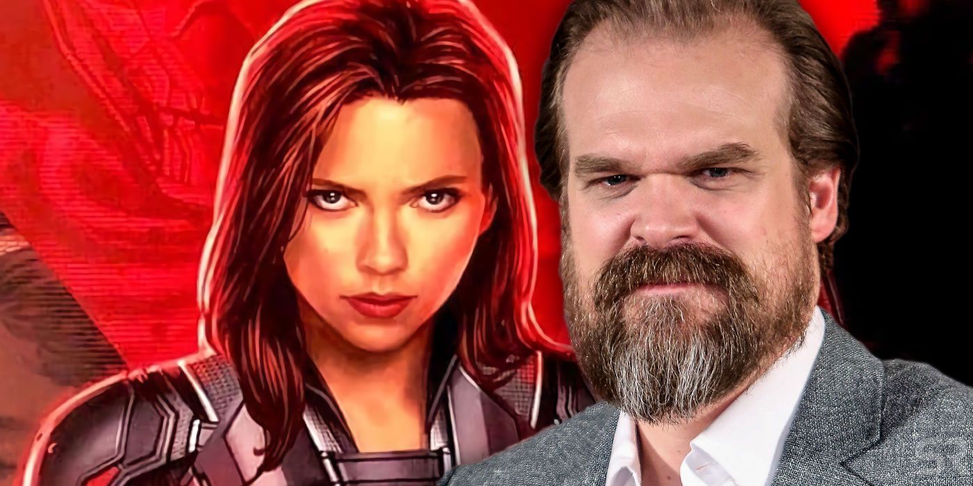 David Harbour and Black Widow Poster