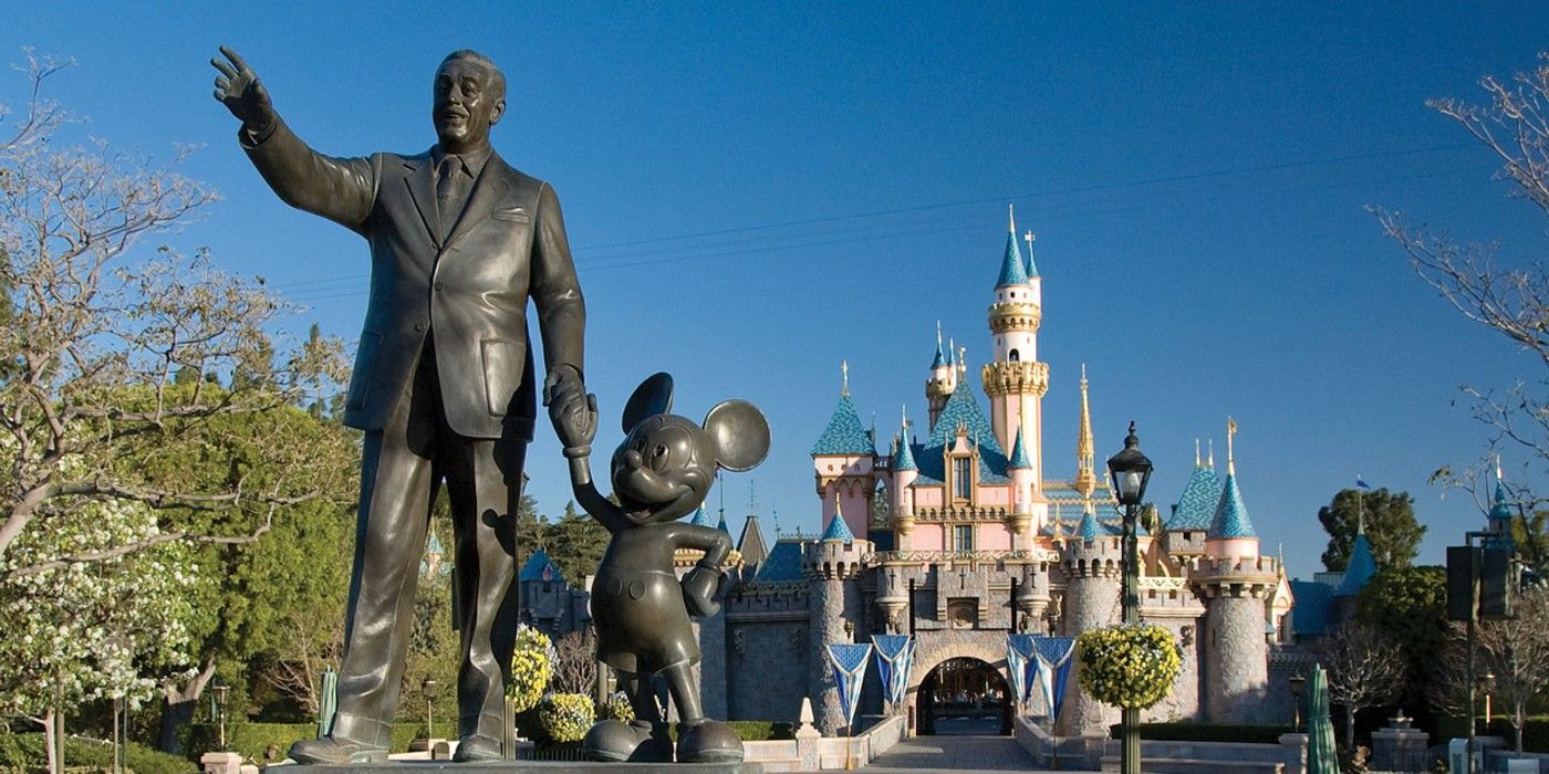 Disney and Mickey statue at Disneyland