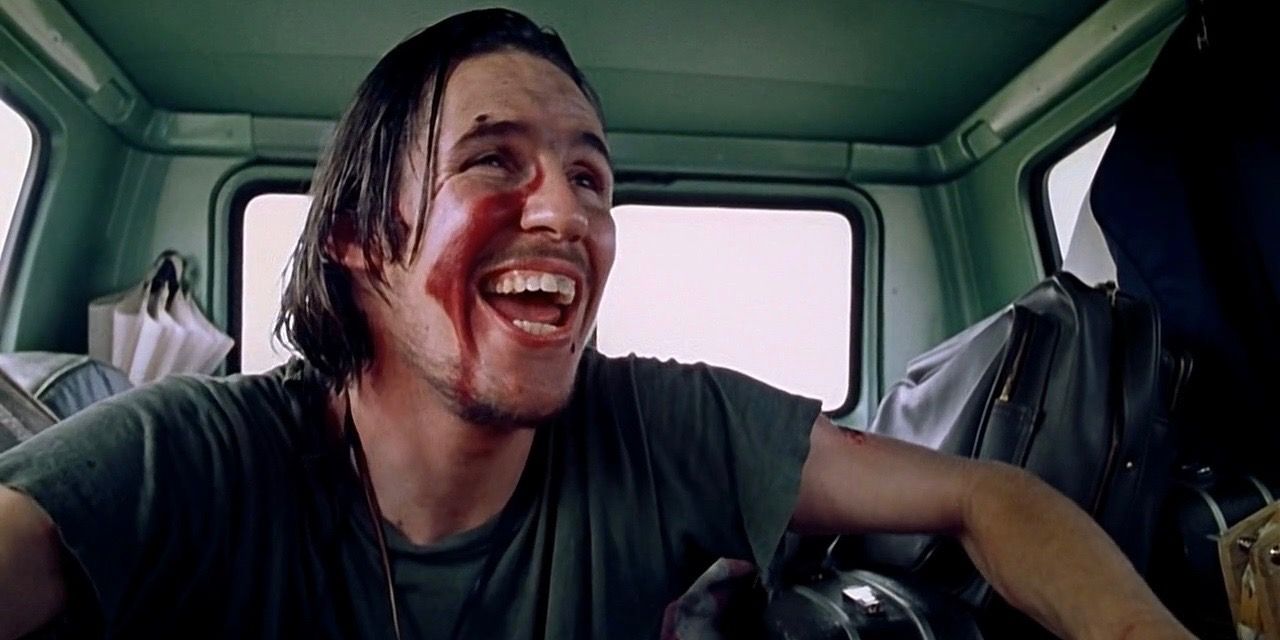 Edwin Neal as thee Hitchhiker in The Texas Chainsaw Massacre