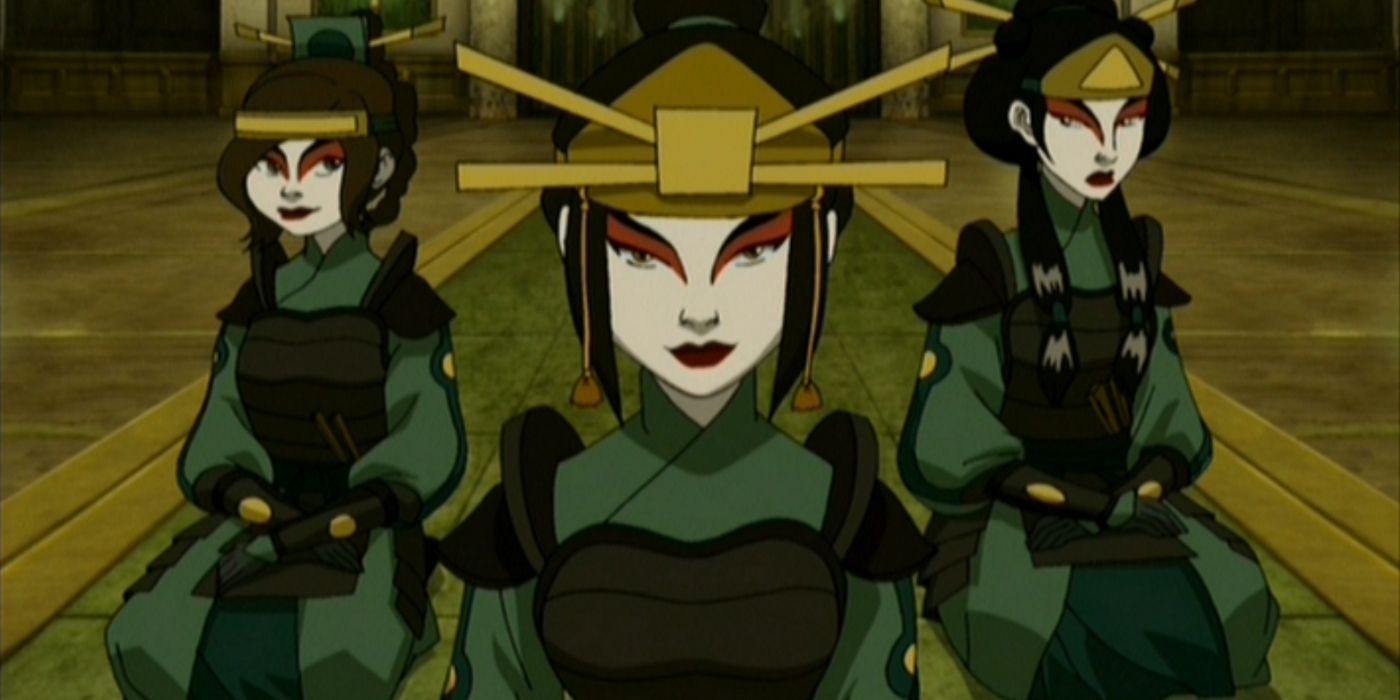 Azula, Mai, and Ty Lee in disguise in Avatar The Last Airbender