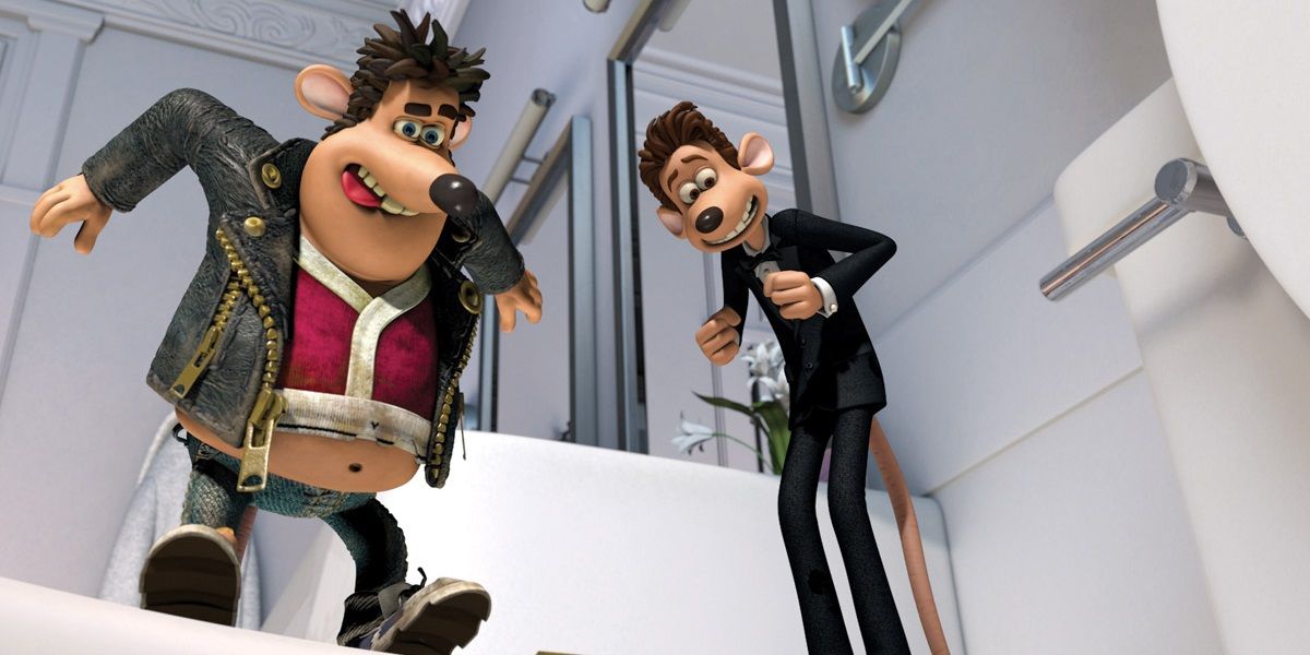 Hugh Jackman as a rat Roderick &quot;Roddy&quot; St. James and Shane Richie as another rat Sid in Flushed Away