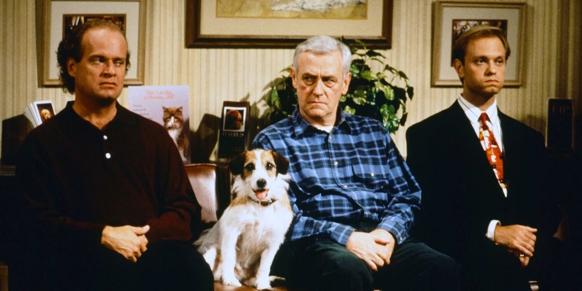 The family sits, looking upset, in Frasier Season 2