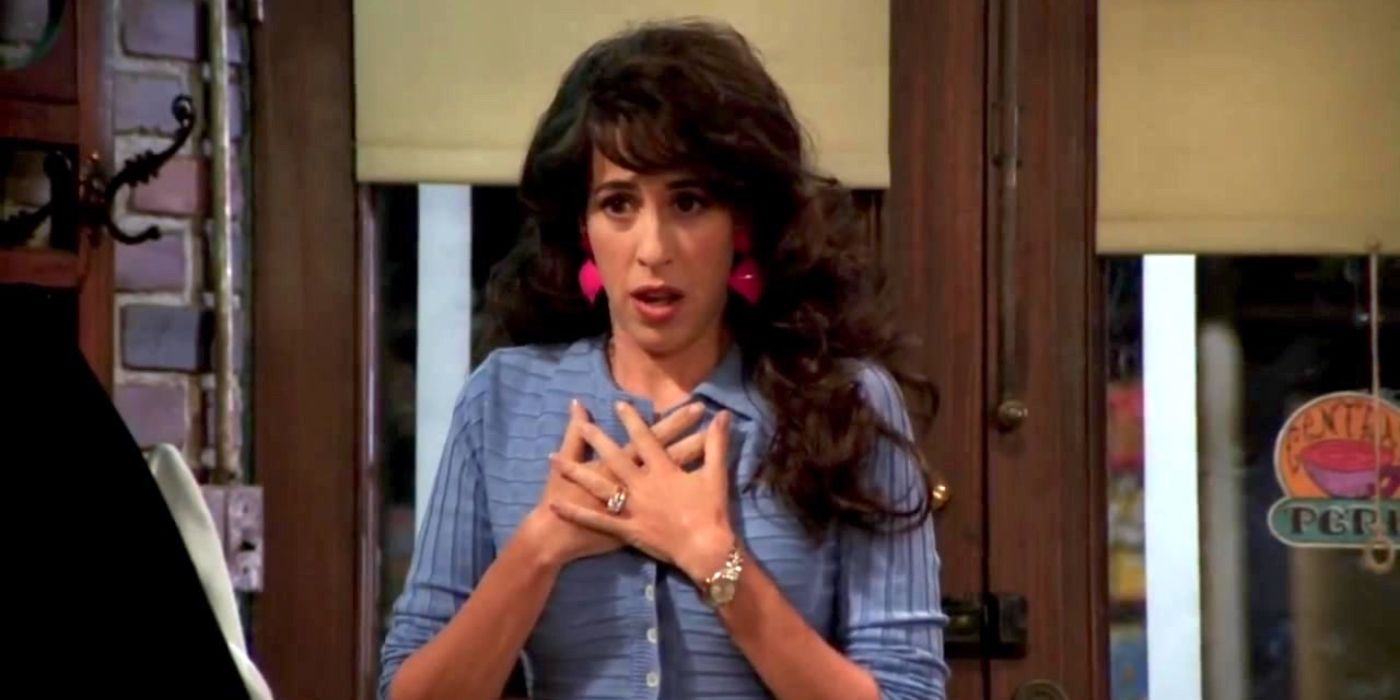 Maggie Wheeler as a surprised Janice in Central Perk in Friends