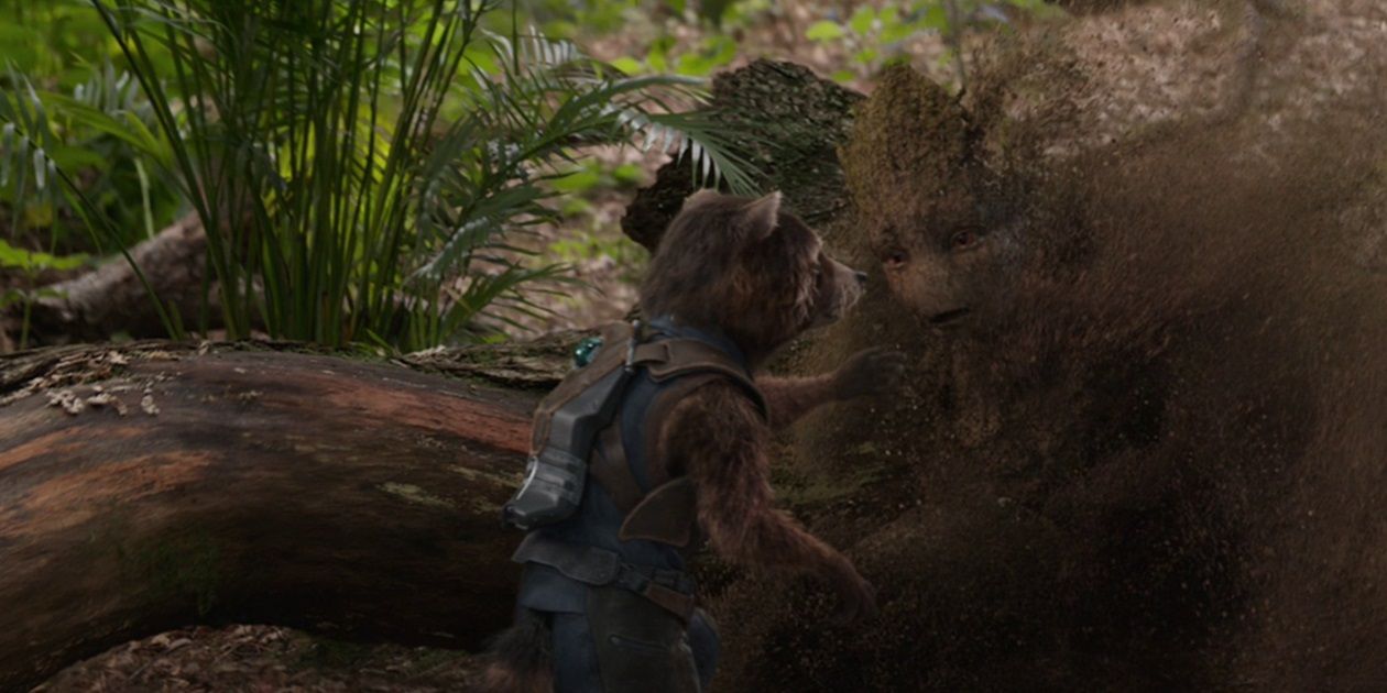 Groot turns to dust in front of Rocket in Avengers: Infinity War