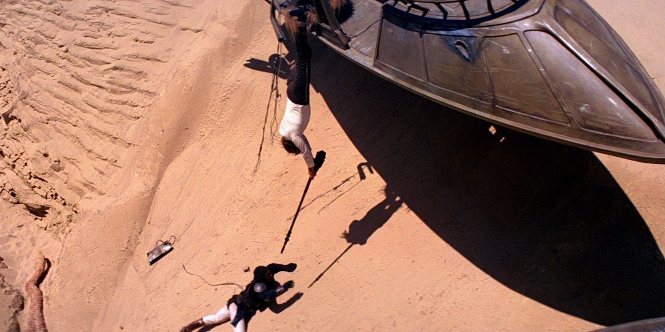 Han and Lando over the Sarlacc Pit in Return of the Jedi