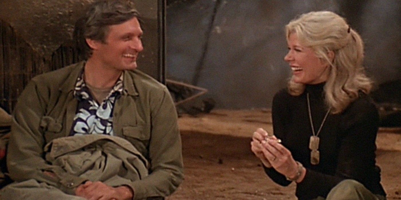 Margaret and Hawkeye laughing together in M*A*S*H