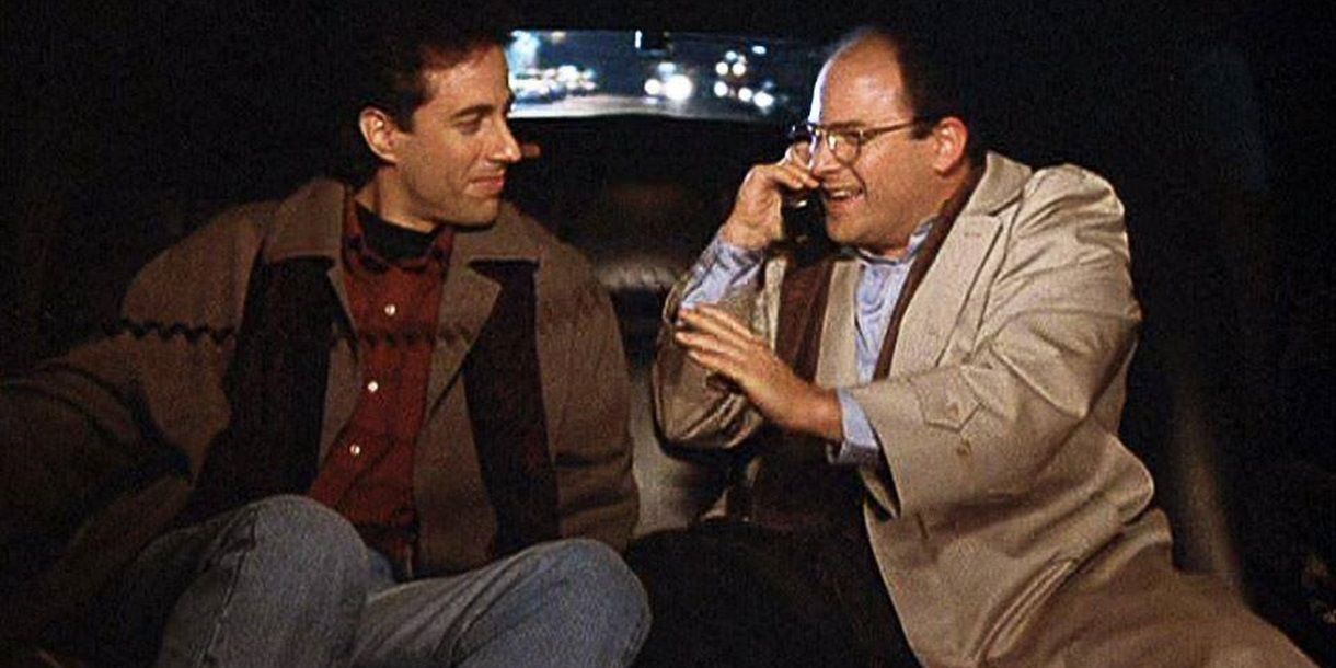Jerry and George in a limo in Seinfeld