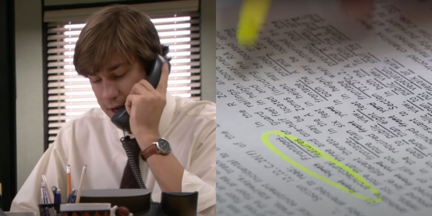 Jim circling a piece of paper on The Office from the intro song