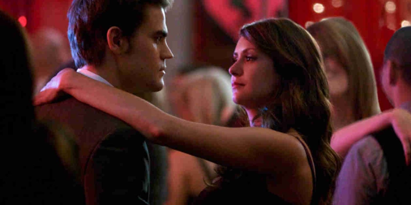Katherine and Stefan dancing in The Vampire Diaries