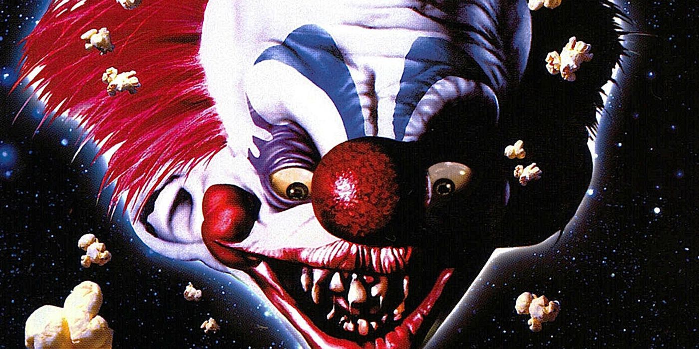 A clown looms on the poster for Killer Klowns from outer space 