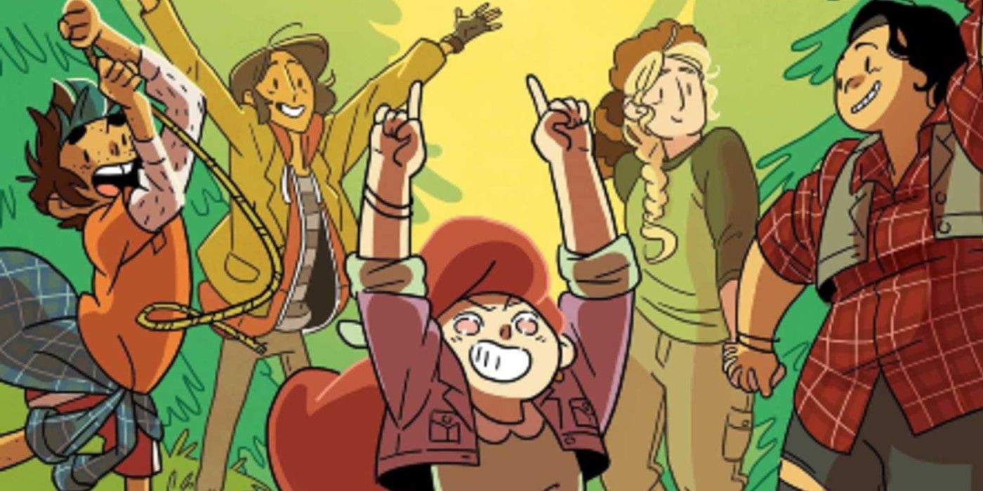 Characters celebrate in Lumberjanes comic.