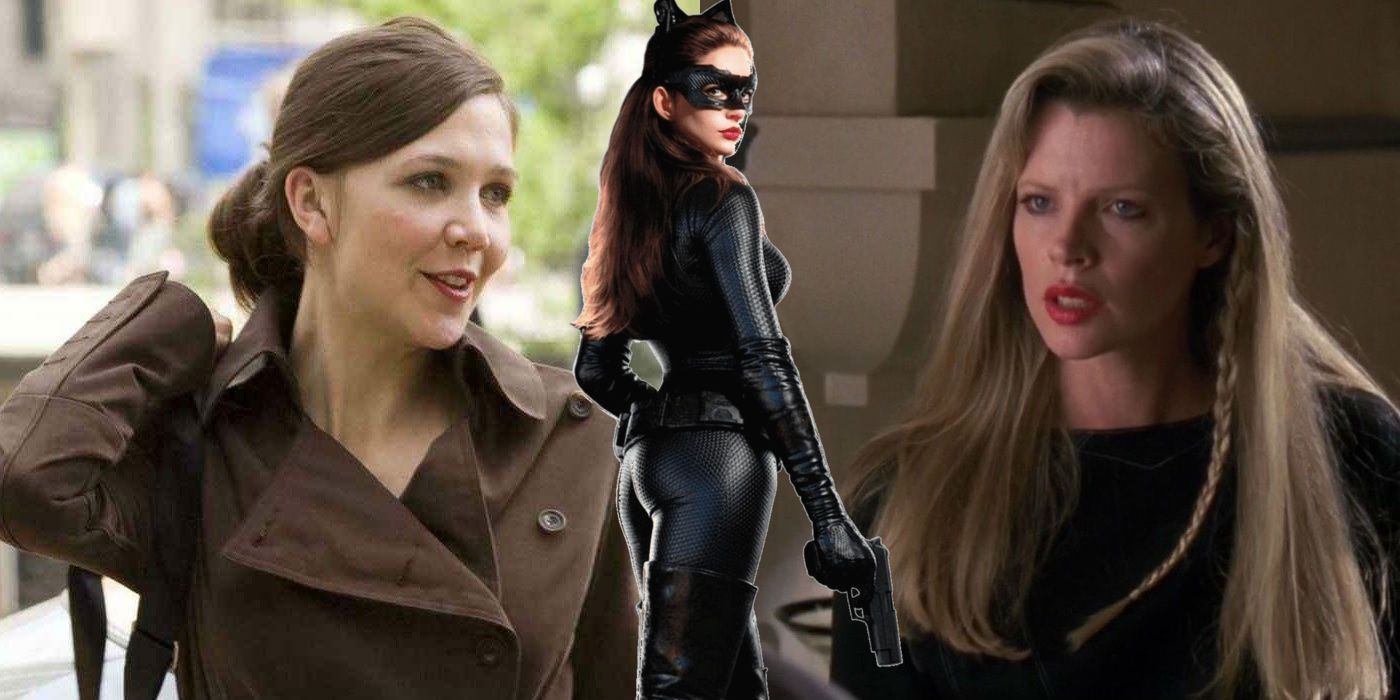 Maggie Gyllenhaal as Rachel Dawes in The Dark Knight and Kim Basinger as Vicki Vale in Batman Anne Hathaway as Selina Kyle Catwoman in The Dark Knight Rises