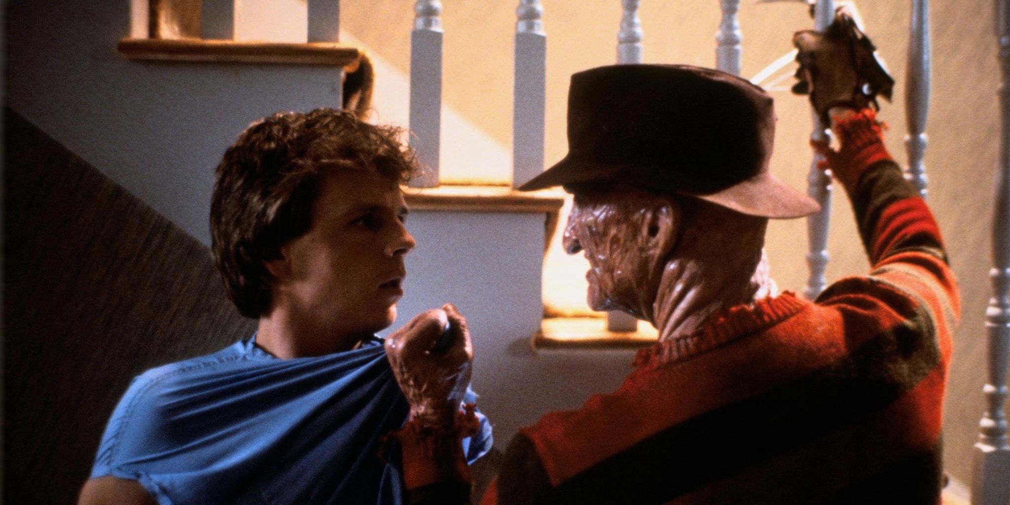 Mark Patton as Jesse Walsh and Robert Englund as Freddy Krueger in A Nightmare on Elm Street 2 Freddy's Revenge