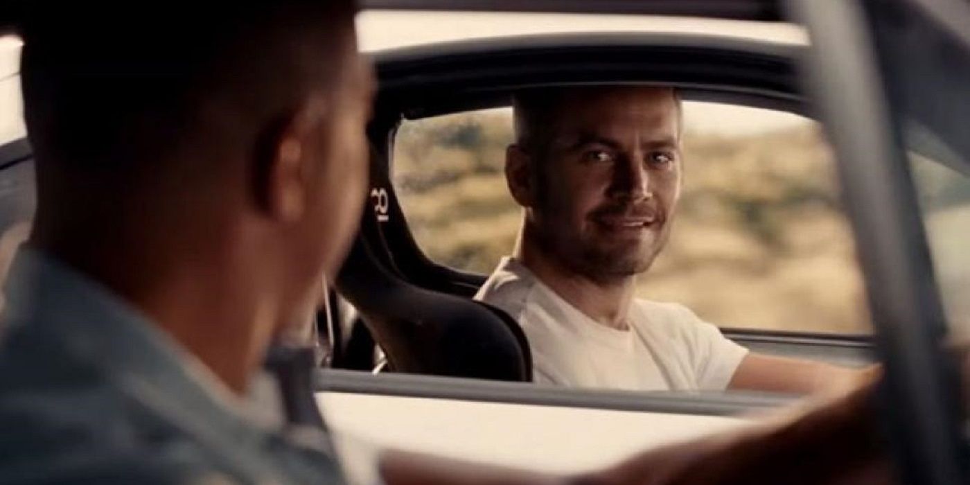 Brian and Dom drive alongside each other for the last time in Furious 7