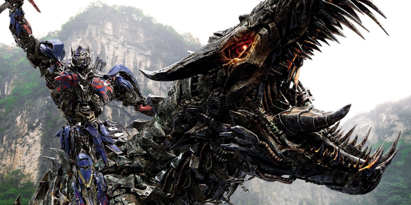 Optimus on Grimlock in Transformers Age of Extinction