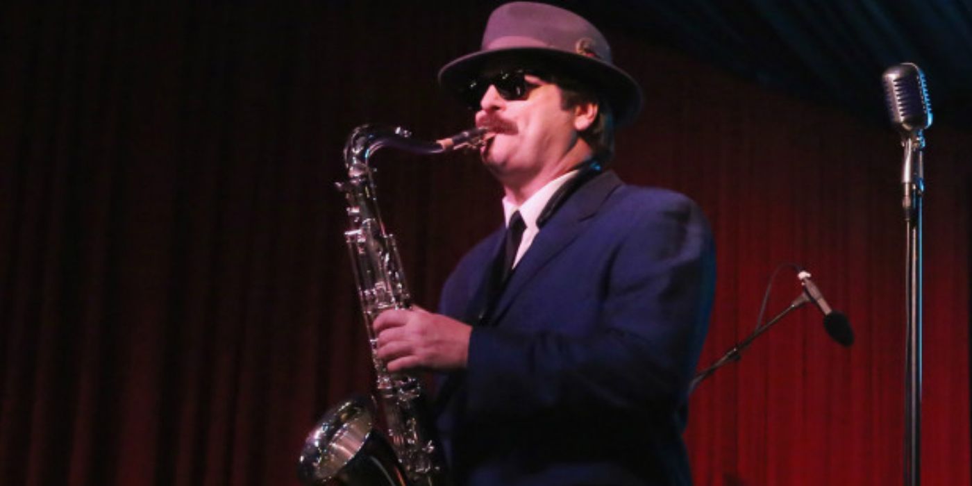 Parks and Rec - Ron as Duke Silver performing on stage