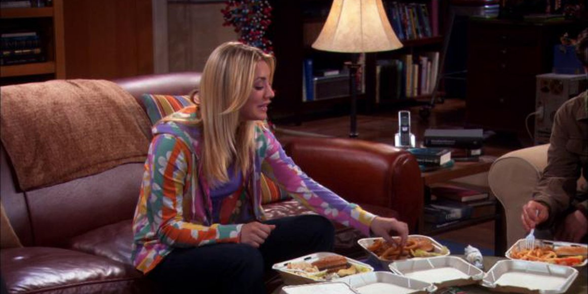 Penny steals an onion ring from Sheldon&rsquo;s plate