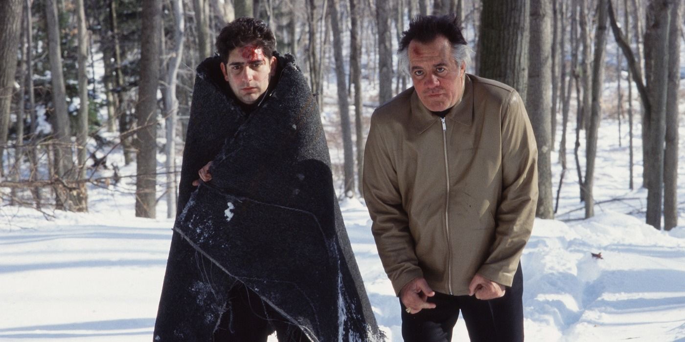 Christopher and Paulie walking in the snow in The Sopranos.