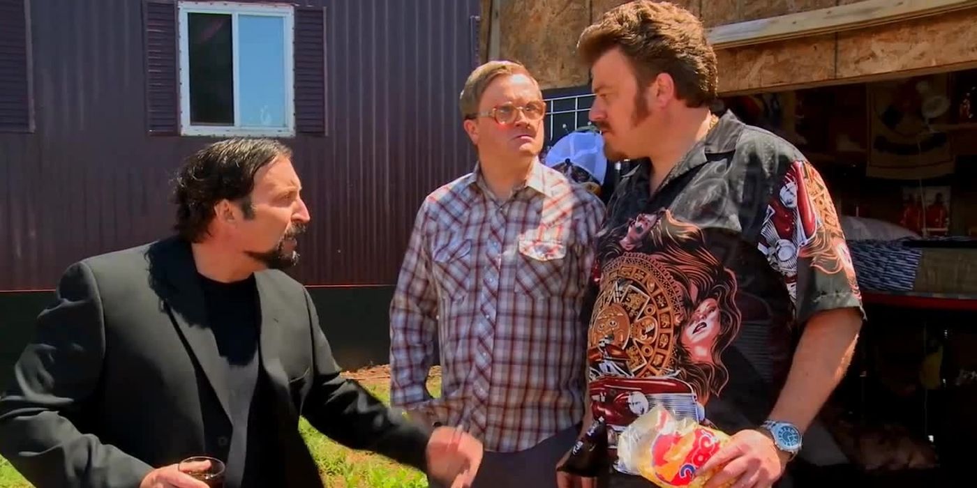 Ricky, Bubbles and Julian at Julian's bar in Trailer Park Boys