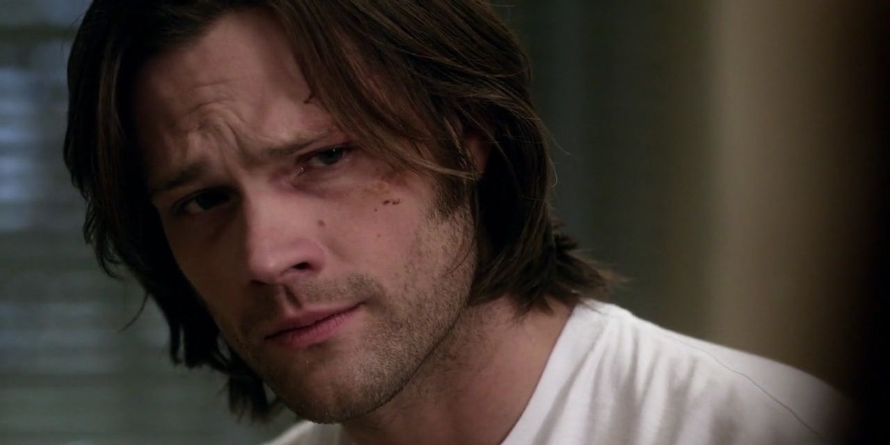 Sam Winchester hurt and looking sad in Supernatural
