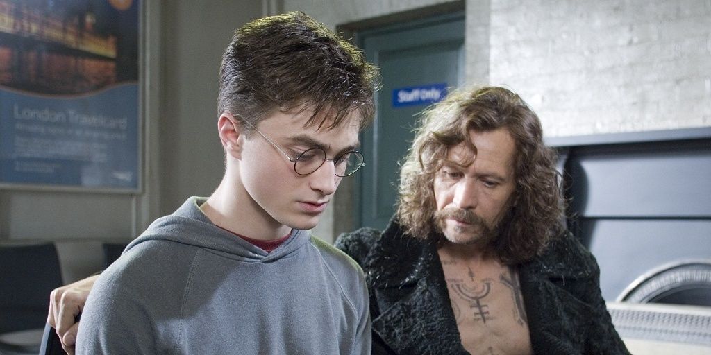 Sirius Black and Harry Potter in Harry Potter and the Order of the Phoenix.