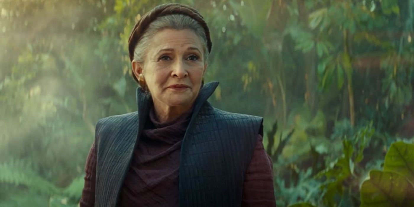 Leia Organa Standing in the Woods in Star Wars: The Rise of Skywalker