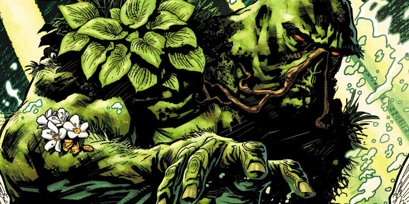 Image of Swamp Thing with his hand pointed towards the reader.
