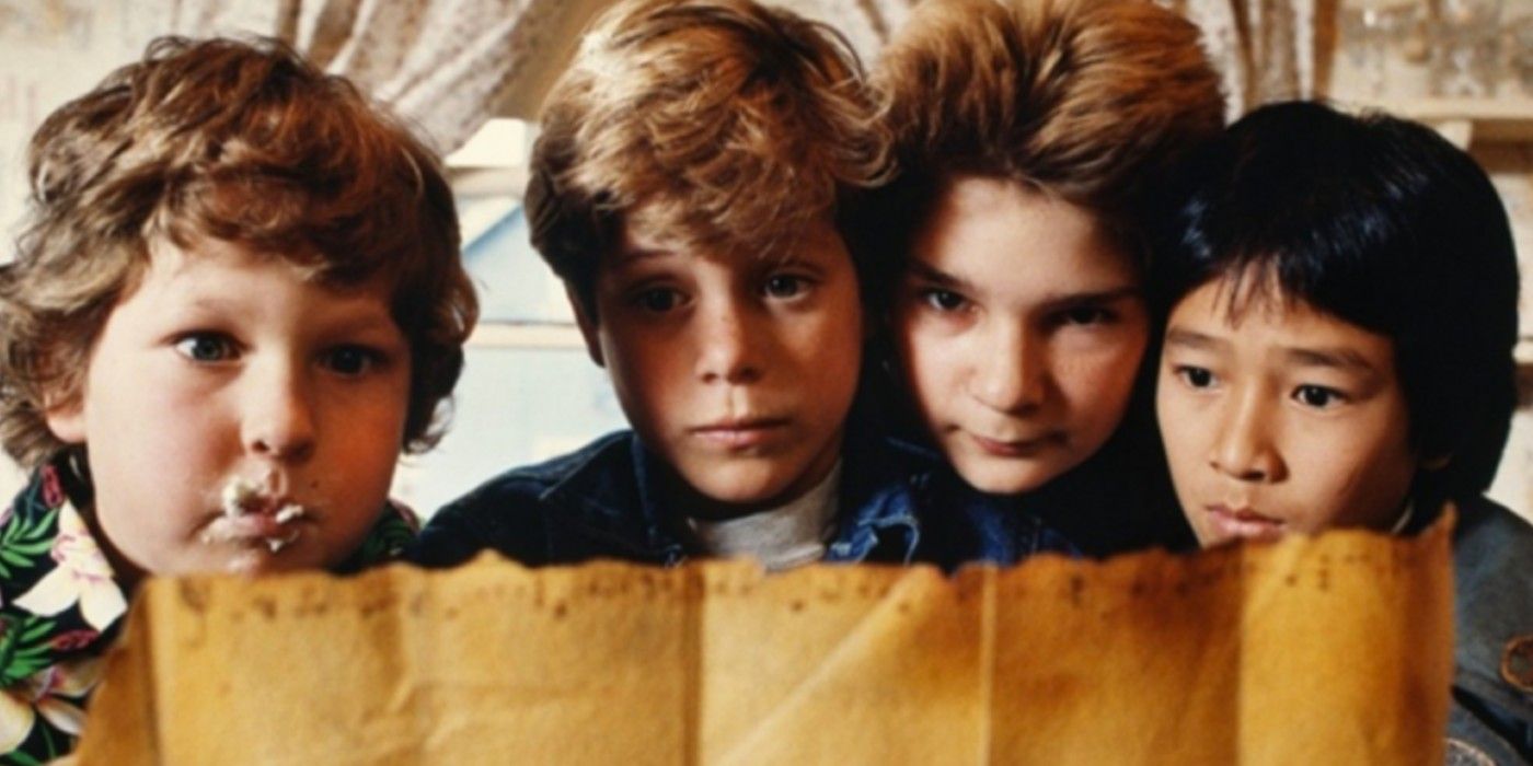 The Goonies look at the Map