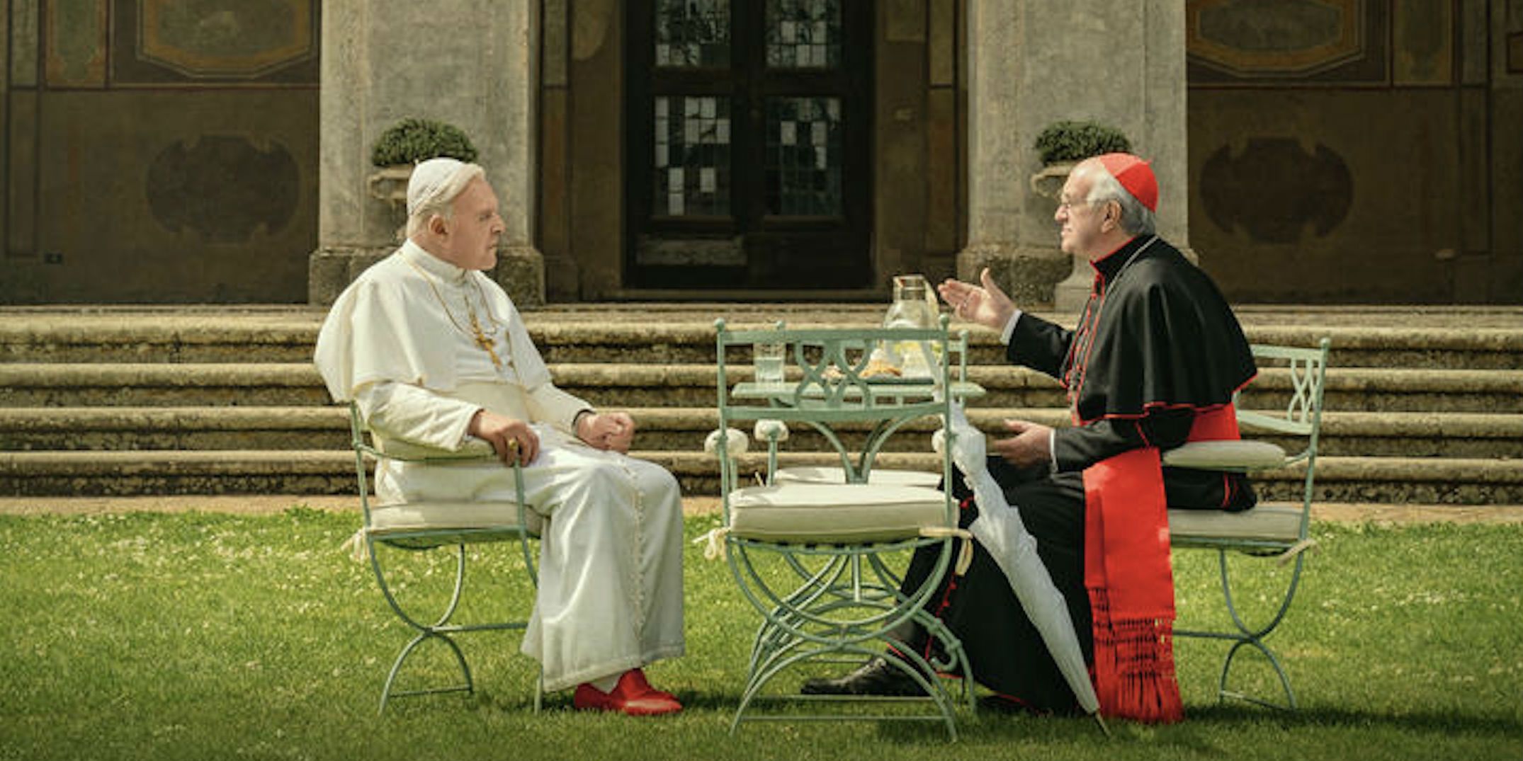 Pope Benedict and Pope Francis have breakfast in The Two Popes