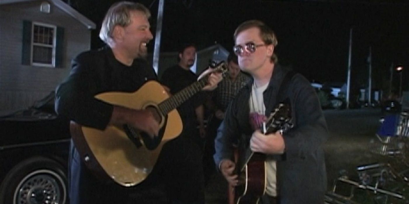 Bubbles playing music with Alex Lifeson in Trailer Park Boys
