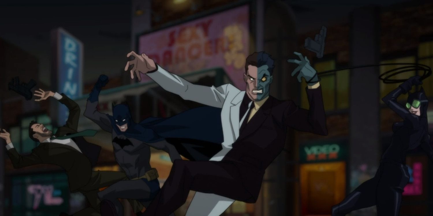 Two-Face fights Batman and Catwoman in Hush animated movie