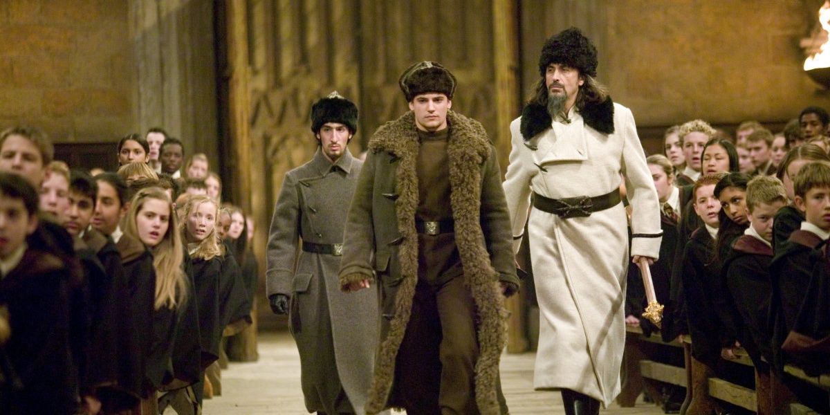 Viktor Krum and the students of Dumstrang arrive at Hogwarts in Harry Potter: Goblet of Fire