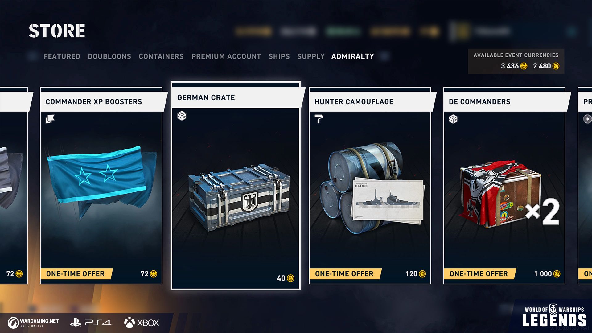 World of Warships Legends Loot Boxes Crates