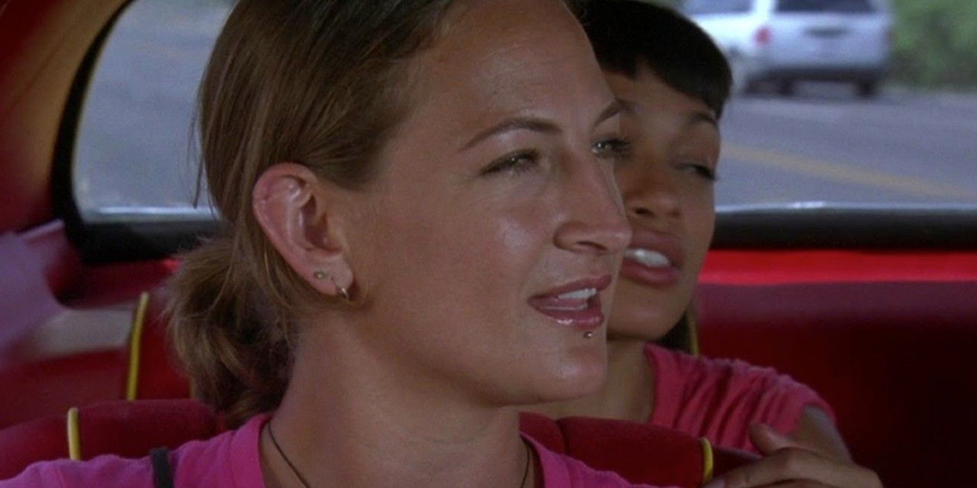 Zoe Bell riding in a car in Death Proof