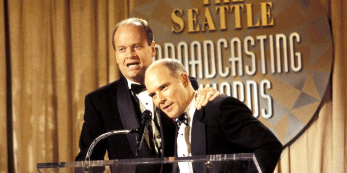 Frasier and Bulldog at a ceremony in Cheers