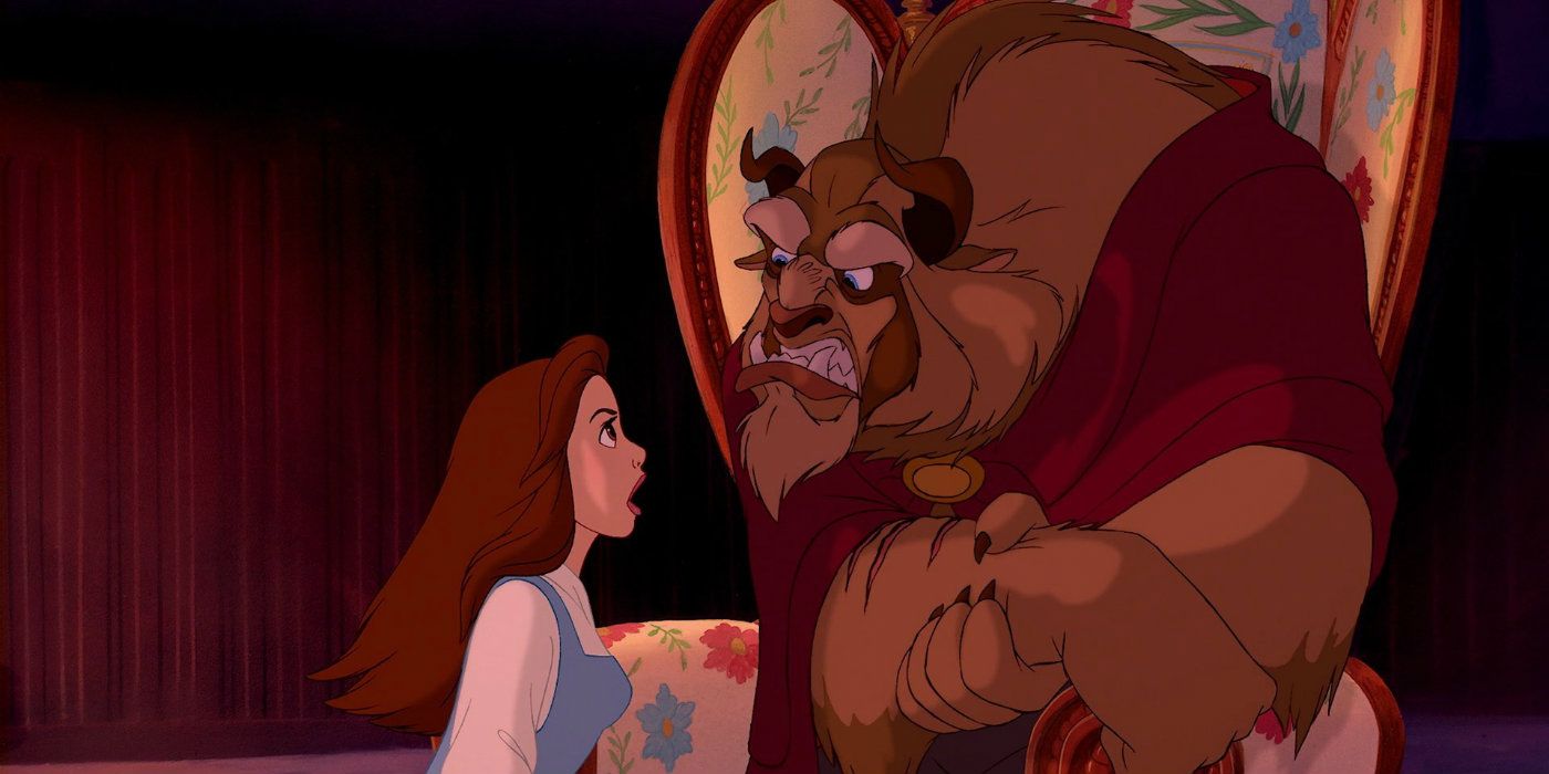 Beast and Belle arguing angrily