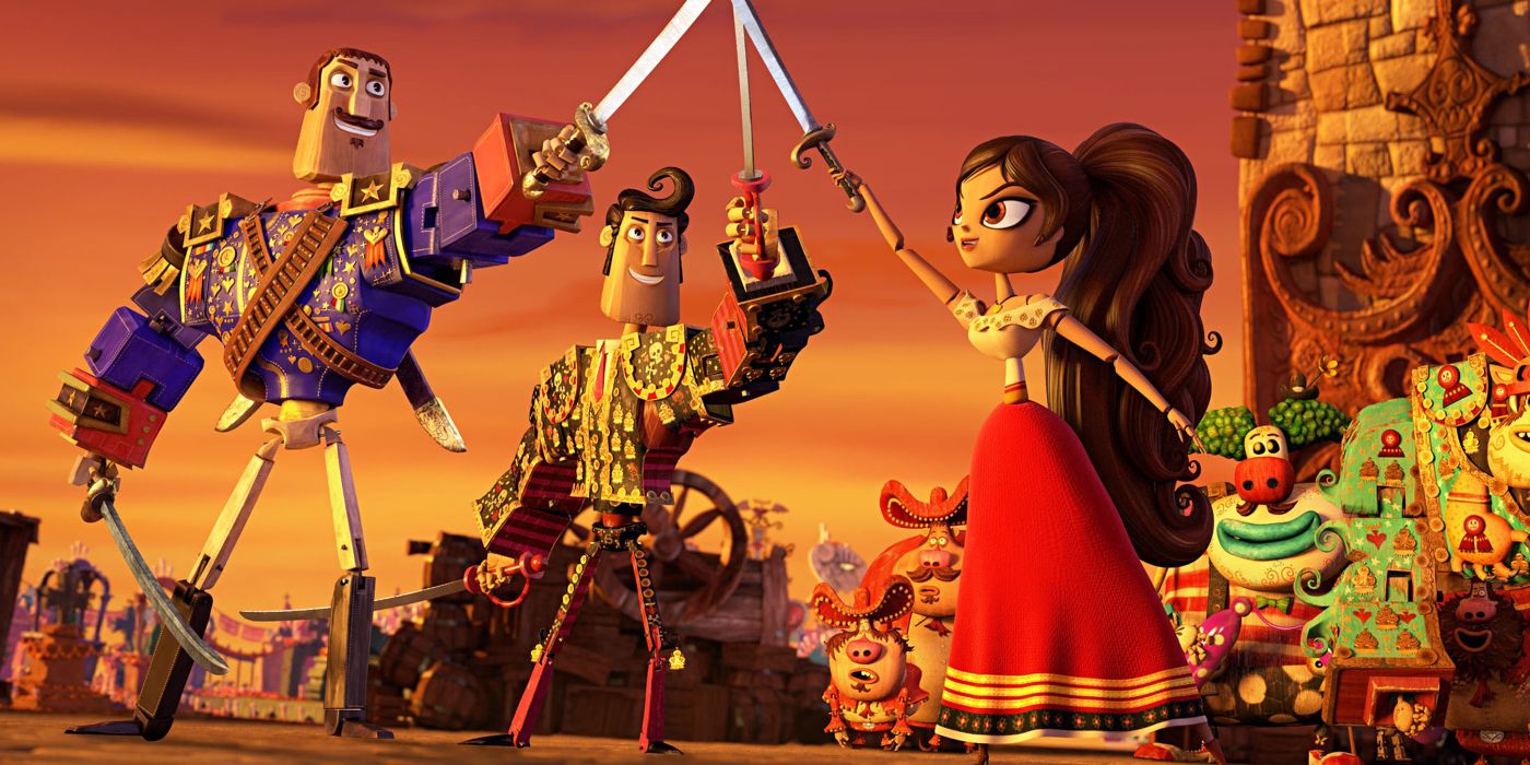 Manolo, Maria and Joaquin clash swords together in The Book of Life
