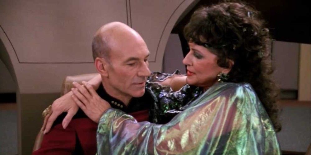 Lwaxana Troi flirting with Captain Picard
