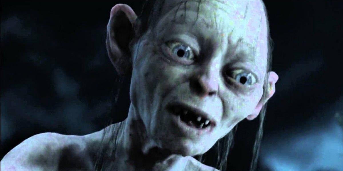 Gollum looking at something in Lord of the Rings the Return of the King