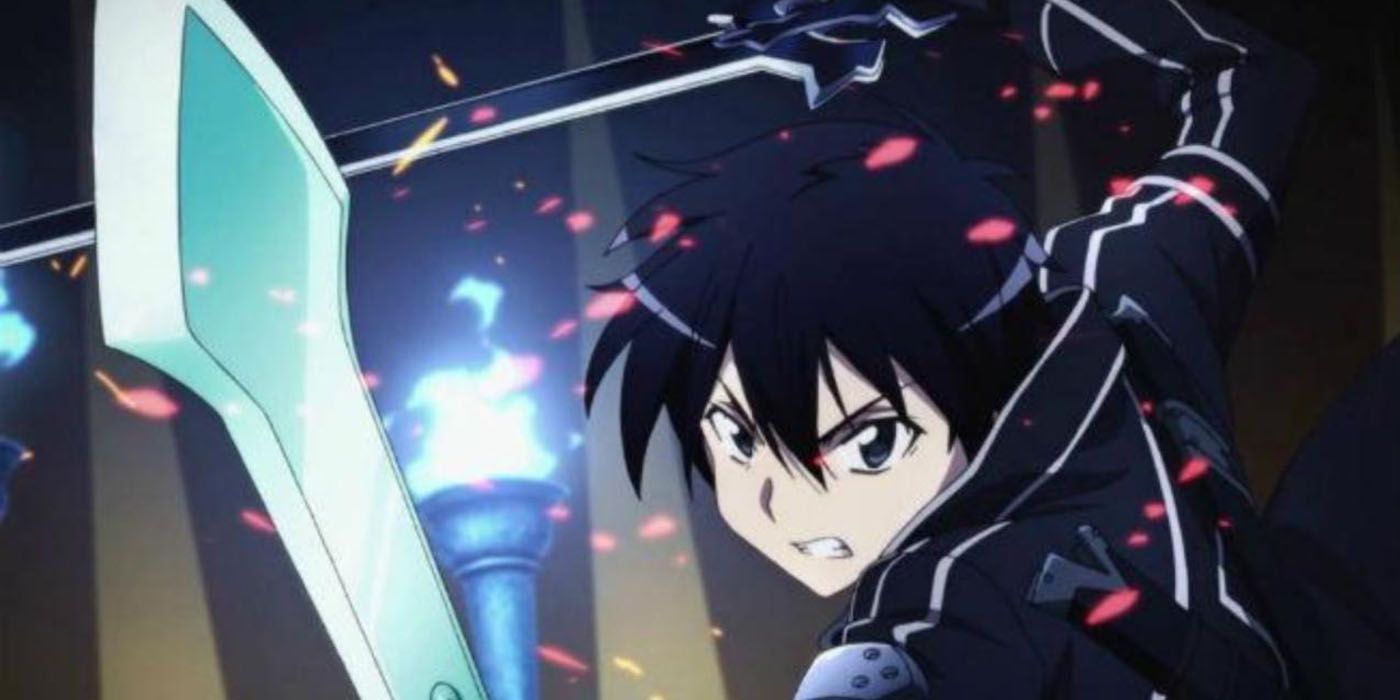 Kirito mostrando suas capacidades de duelo em Sword Art Online