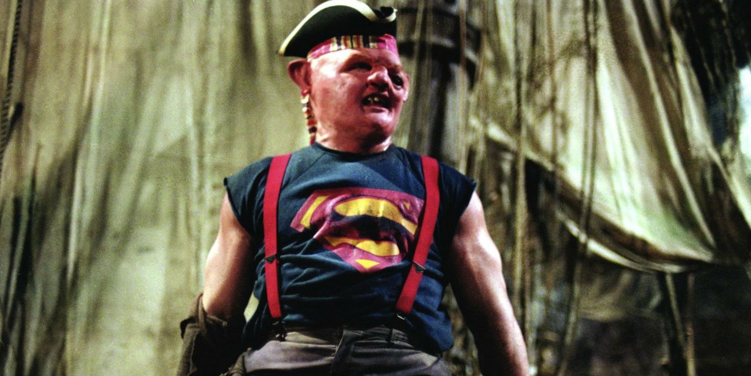 Sloth in his Superman shirt on the ship in The Goonies