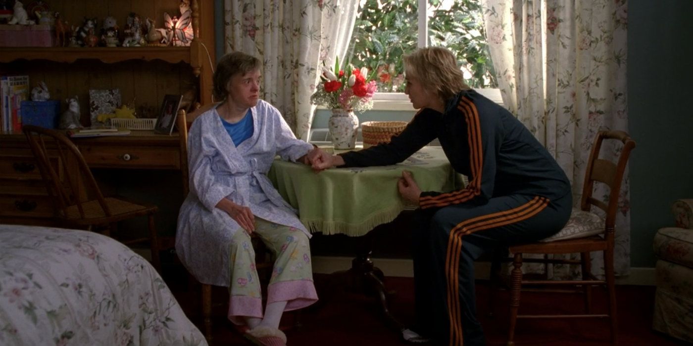 Sue and Jean sit at a table in Glee