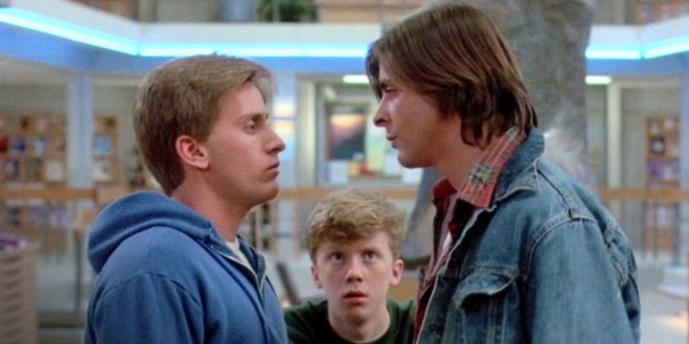 Andrew and Bender having a stare-off in The Breakfast Club
